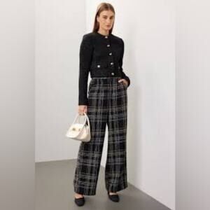 Slate & Willow Tweed Pants Large Black Gold Plaid